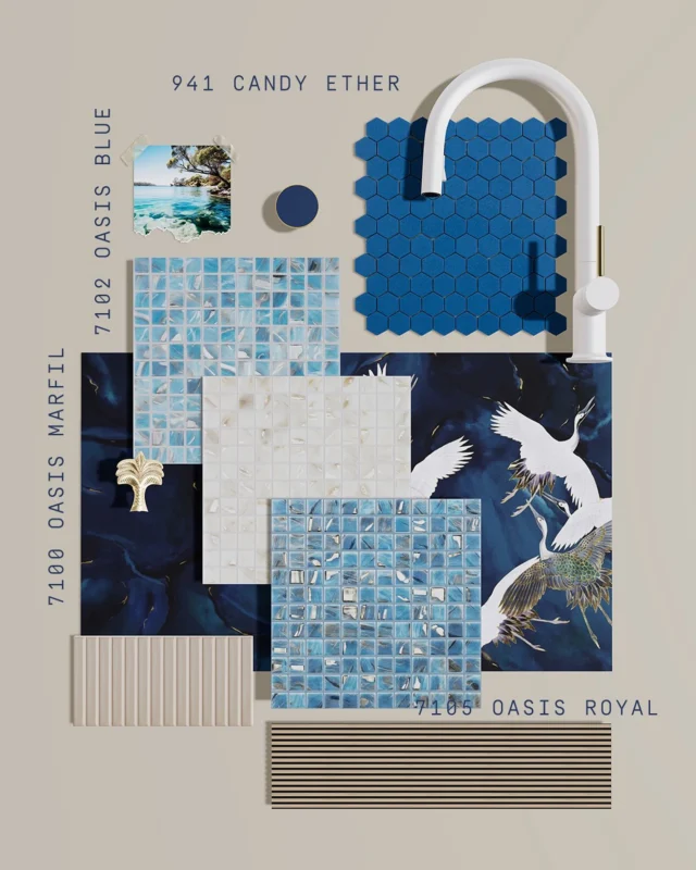 New Moodboard to inspire your proposals. As you know, we’re preparing new products for the upcoming edition of CERSAIE, where we’d love to have you visit 😉#cersaie #recycledglass #poolstile #glasstile #glasstiles #outdoordesign #piscina #swimmingpool #pooldesign #mosaic #mosaicosdevidrio #glasspools #poolside #mosaico